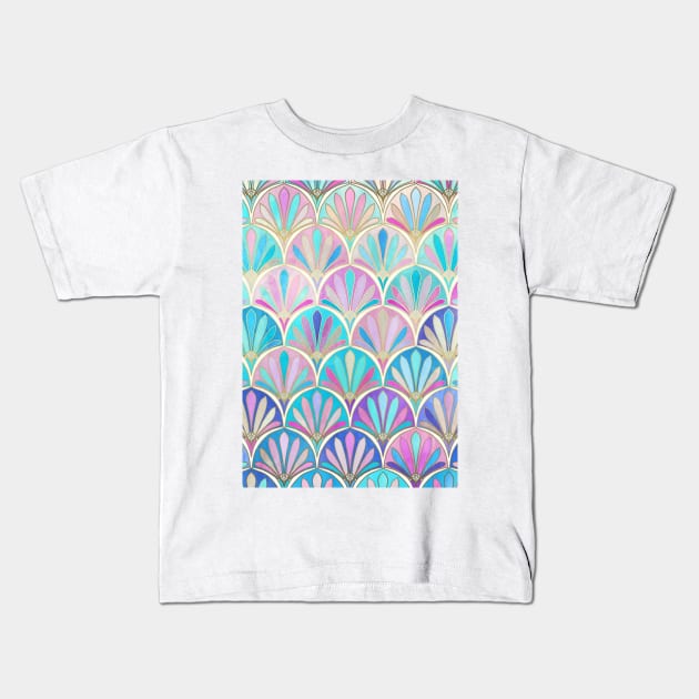 Glamorous Twenties Art Deco Pastel Pattern Kids T-Shirt by micklyn